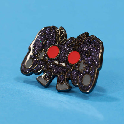 Mothman Enamel Pin | Midnight Glitter Edition