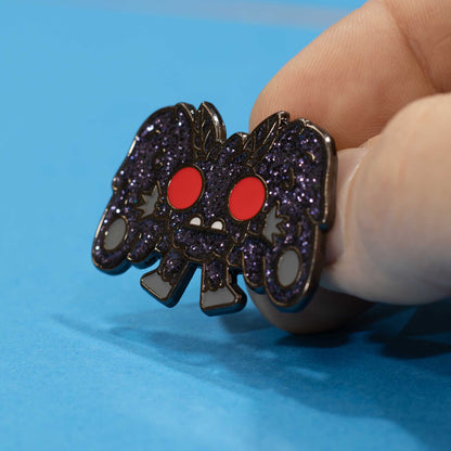 Mothman Enamel Pin | Midnight Glitter Edition