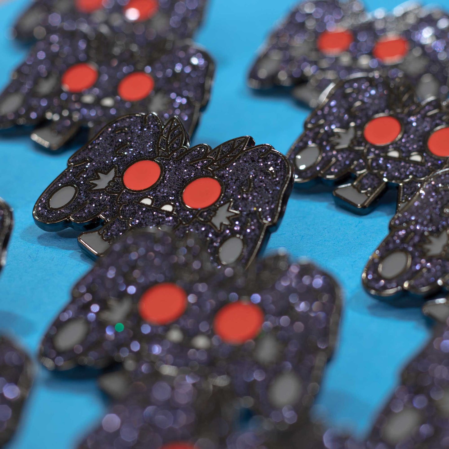 Mothman Enamel Pin | Midnight Glitter Edition