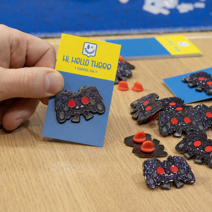 Mothman Enamel Pin | Midnight Glitter Edition