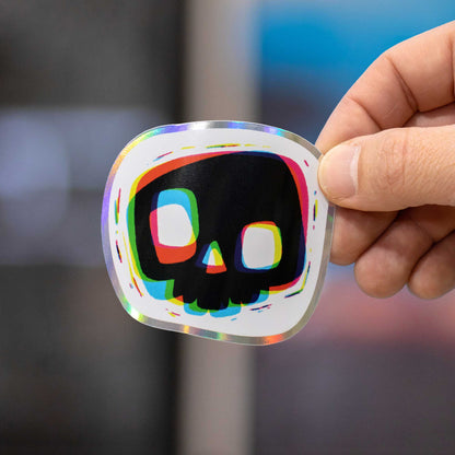 Overlapped Skull Holographic Sticker
