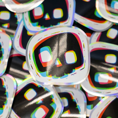 Overlapped Skull Holographic Sticker