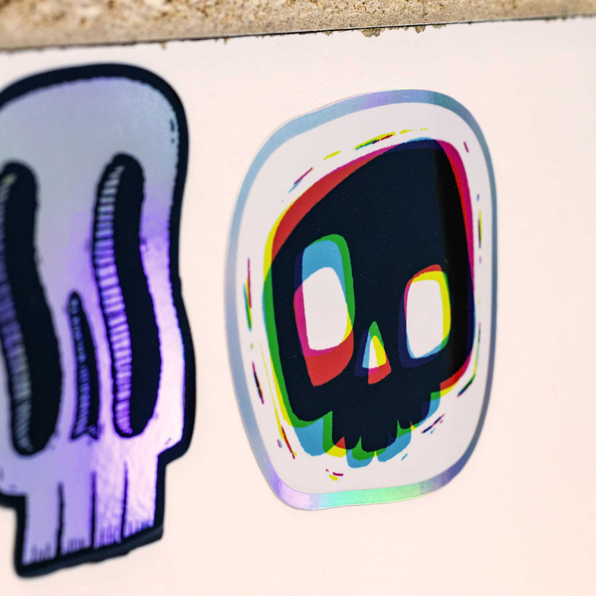 Overlapped Skull Holographic Sticker