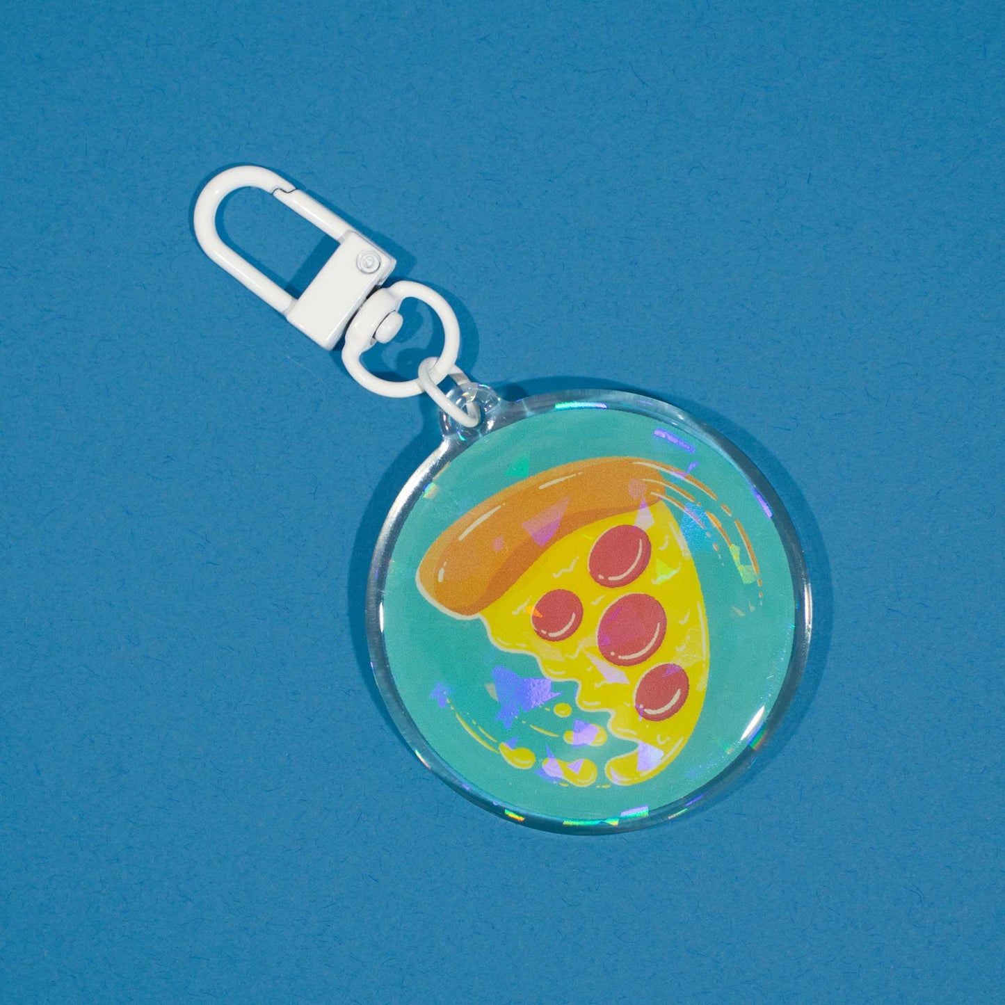 Swirling Pizza | Holographic Keychain