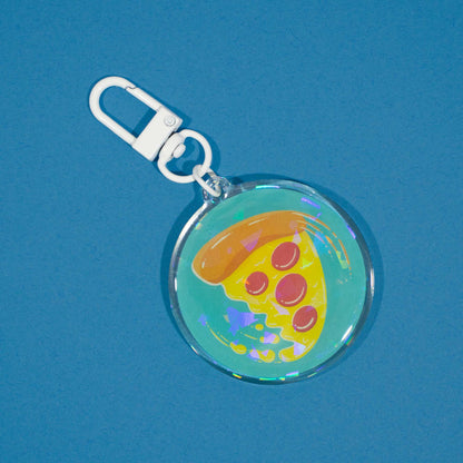 Swirling Pizza | Holographic Keychain