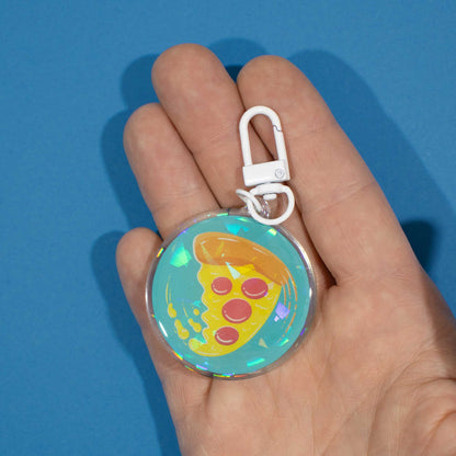Swirling Pizza | Holographic Keychain