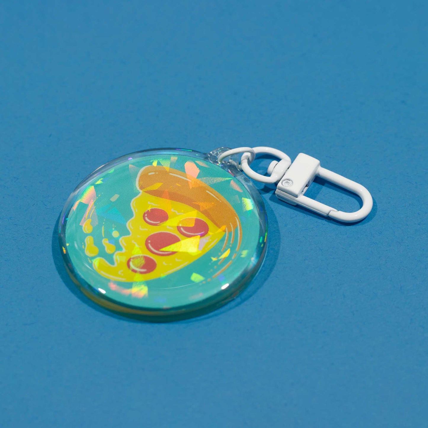 Swirling Pizza | Holographic Keychain