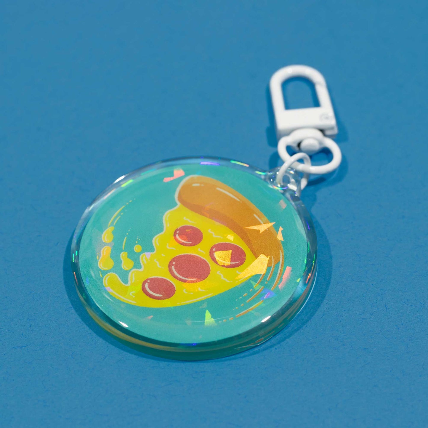 Swirling Pizza | Holographic Keychain