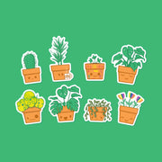 small and fun potted plant stickers