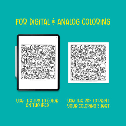 Skull Doodles Downloadable Coloring Sheet