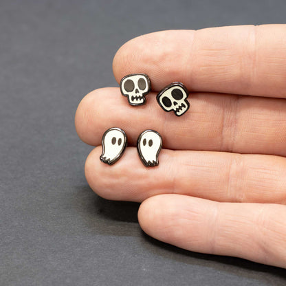 Glow in the Dark Earring Set - Skulls and Ghosts