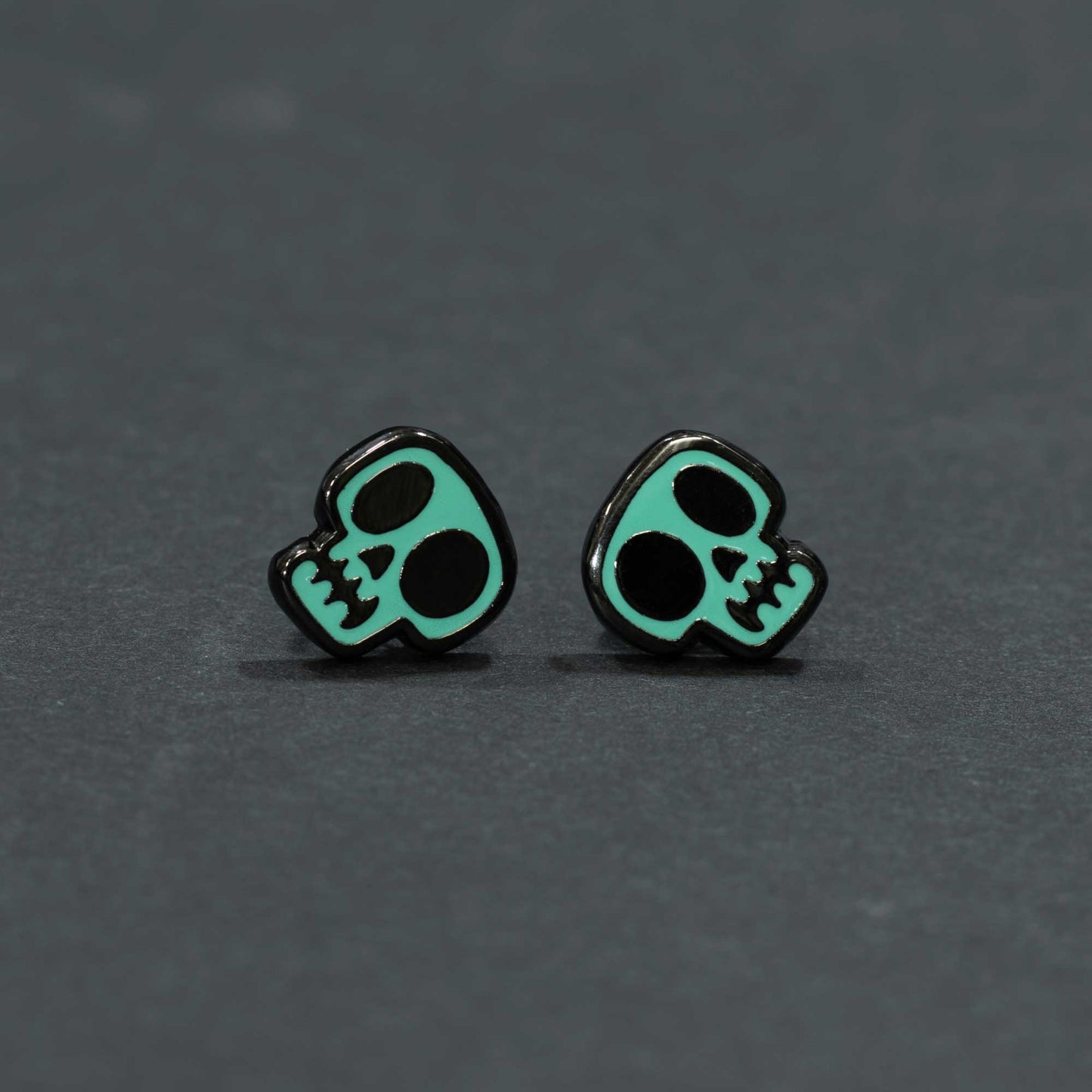 Teal Skull Earrings | Small Stud Earrings