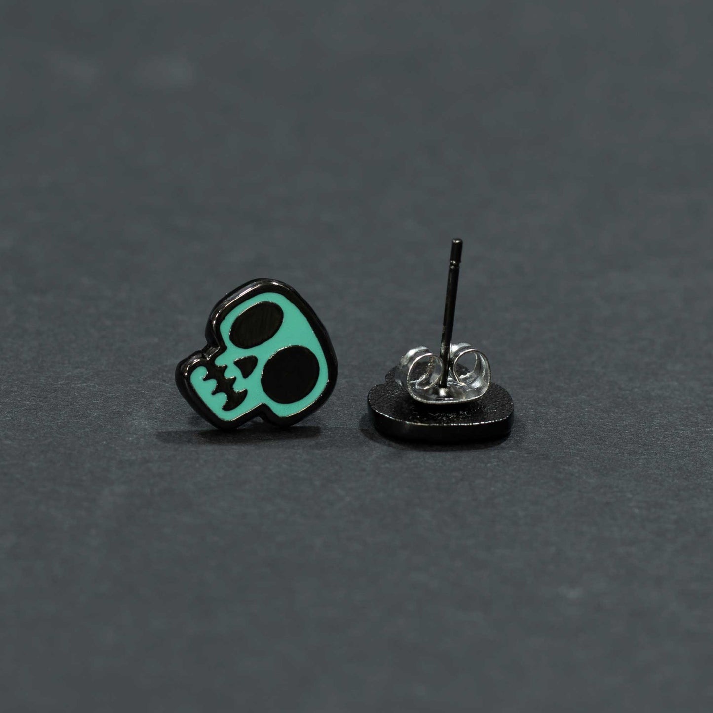 Teal Skull Earrings | Small Stud Earrings