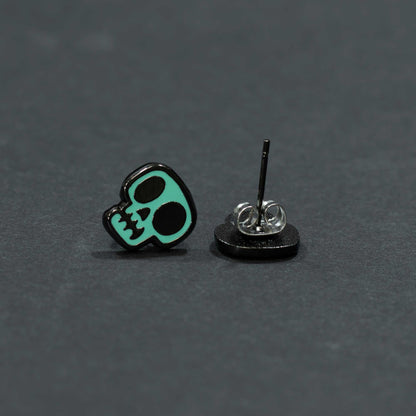 Teal Skull Earrings | Small Stud Earrings