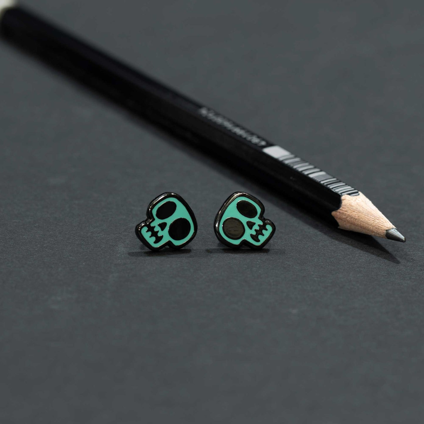 Teal Skull Earrings | Small Stud Earrings