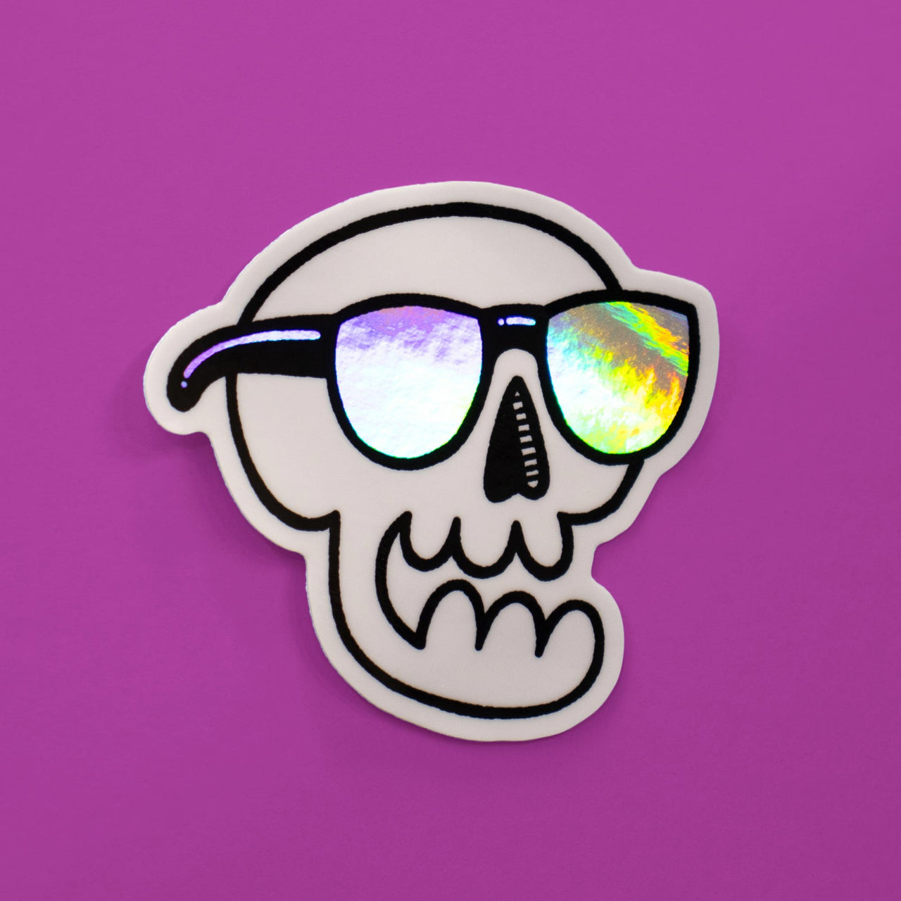 Skull with Glasses Holographic Sticker