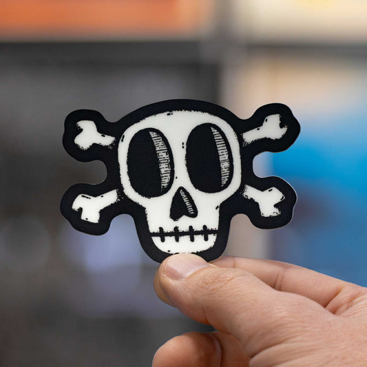 Glow-in-the-Dark Skull and Cross Bones Sticker
