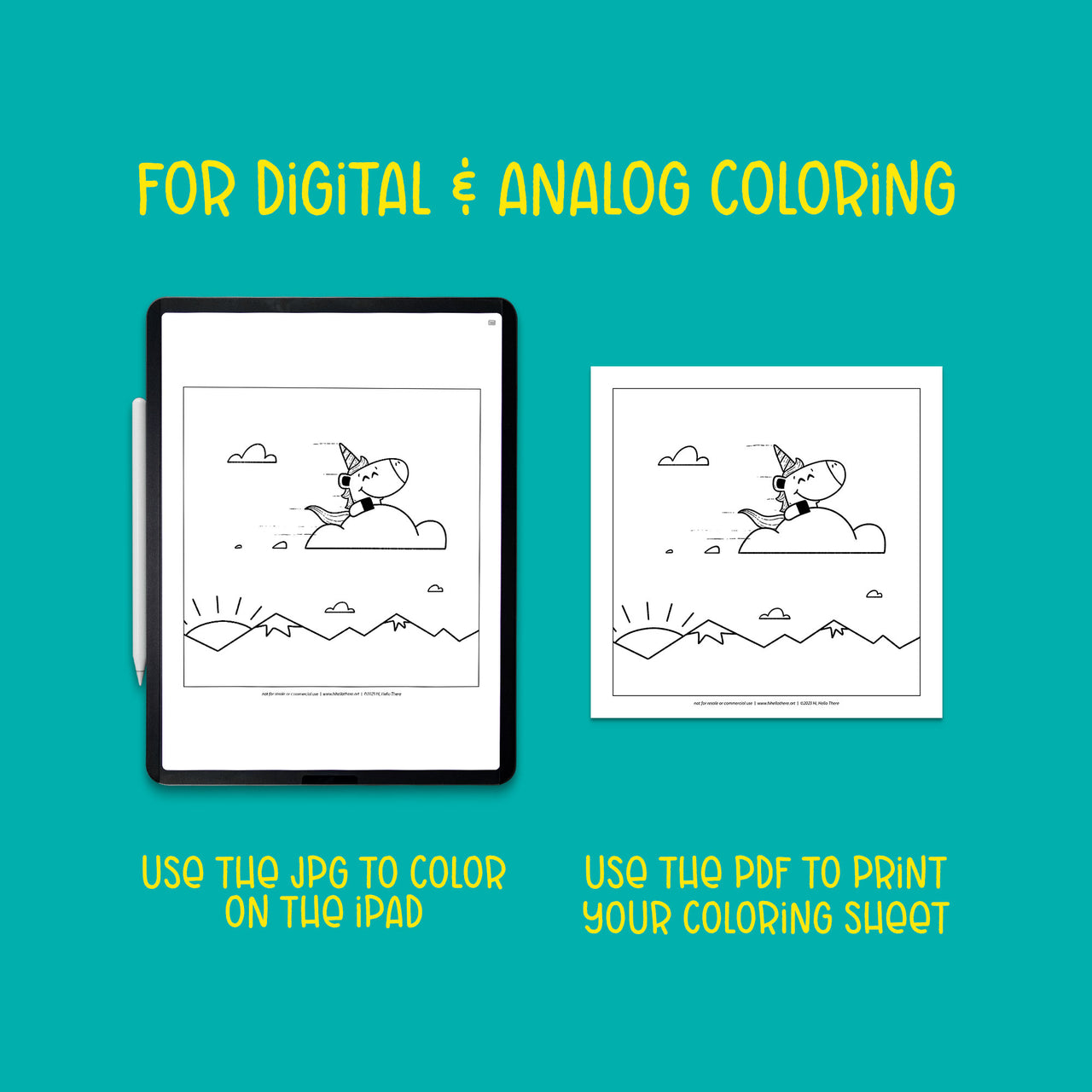 Unicorn on a Cloud Downloadable Coloring Sheet