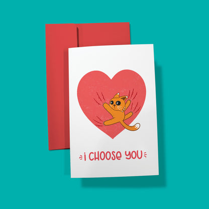 Clingy Cat | Valentine's Day Blank Greeting Card