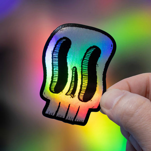 Wavy Skull | Holographic Skull Sticker