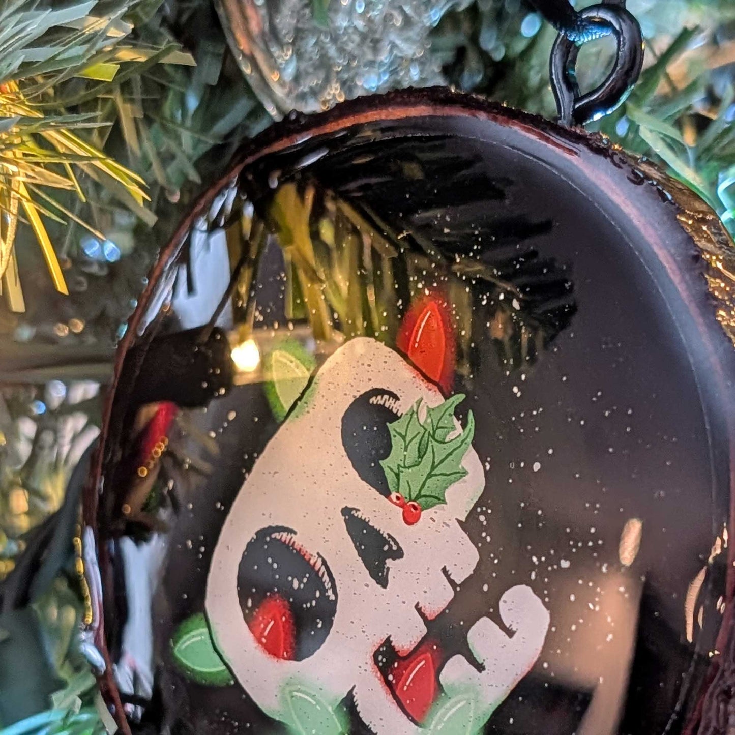 Skull Wood & Resin Ornament