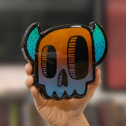 Monster Skull | Hazy Sunset Woodcut Wall Art