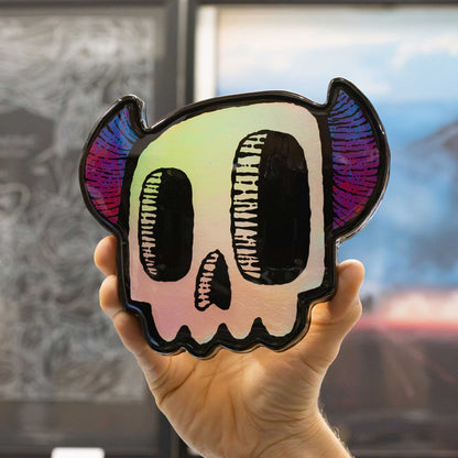 Holographic Monster Skull | Woodcut Wall Art 1026