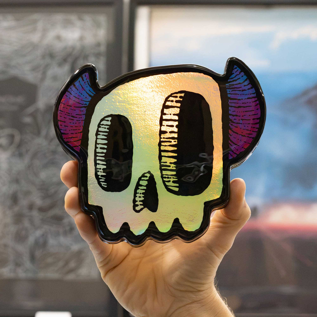 Holographic Monster Skull | Woodcut Wall Art 1026