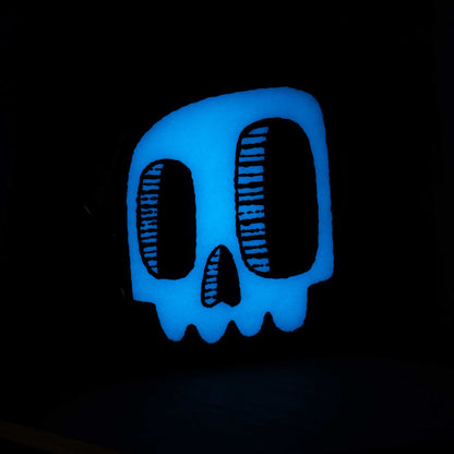 Monster Skull | Soft Blue Glow-in-the-Dark Woodcut Wall Art
