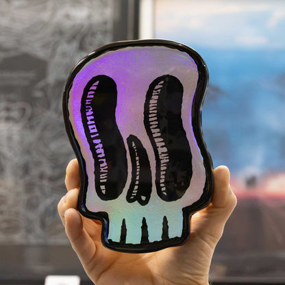 Holographic Wavy Skull | Woodcut Wall Art 1026