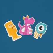 3 pack of sticker loving creatures: bigfoot, dragon, one-eyed monster