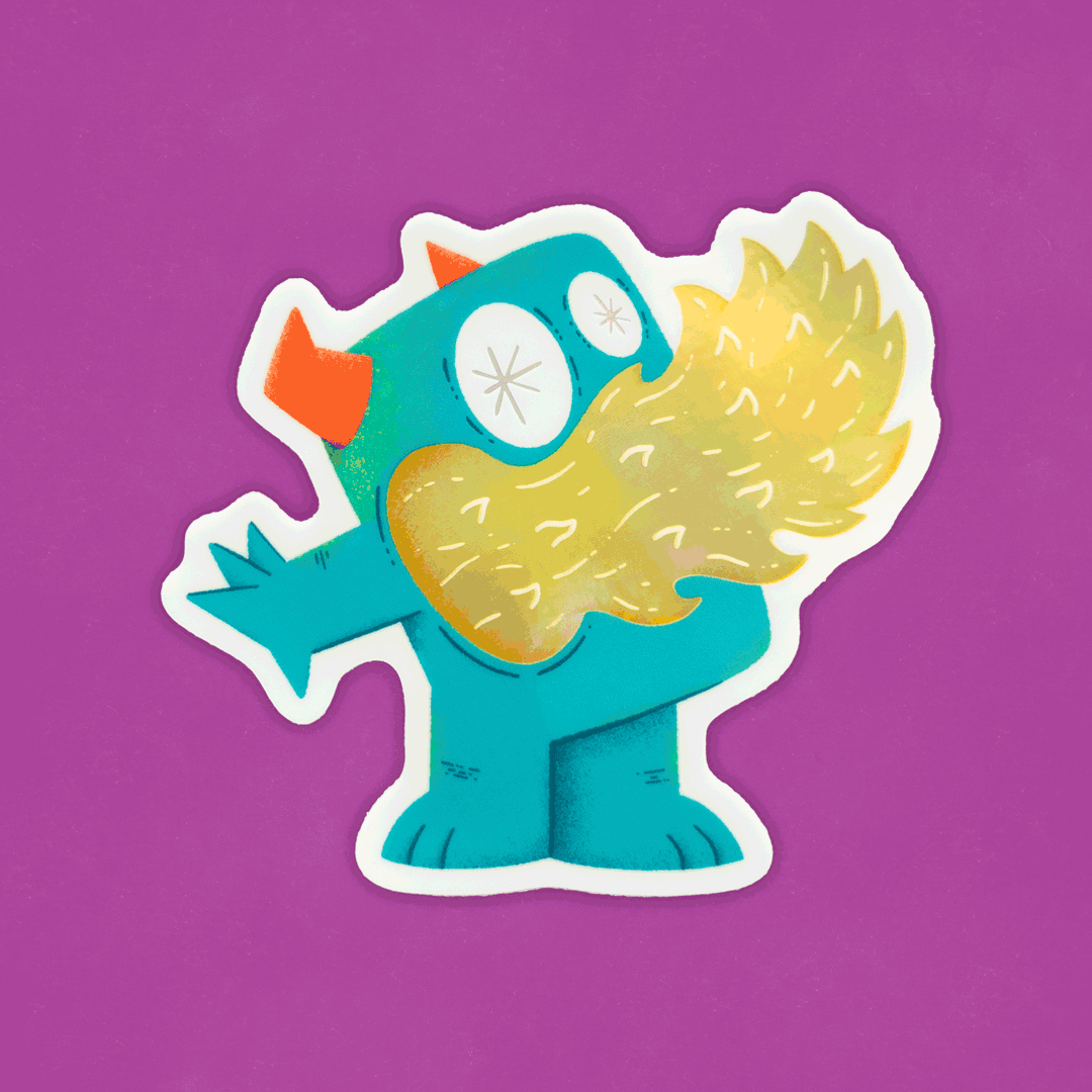 Fire Belch Monster Holographic Sticker