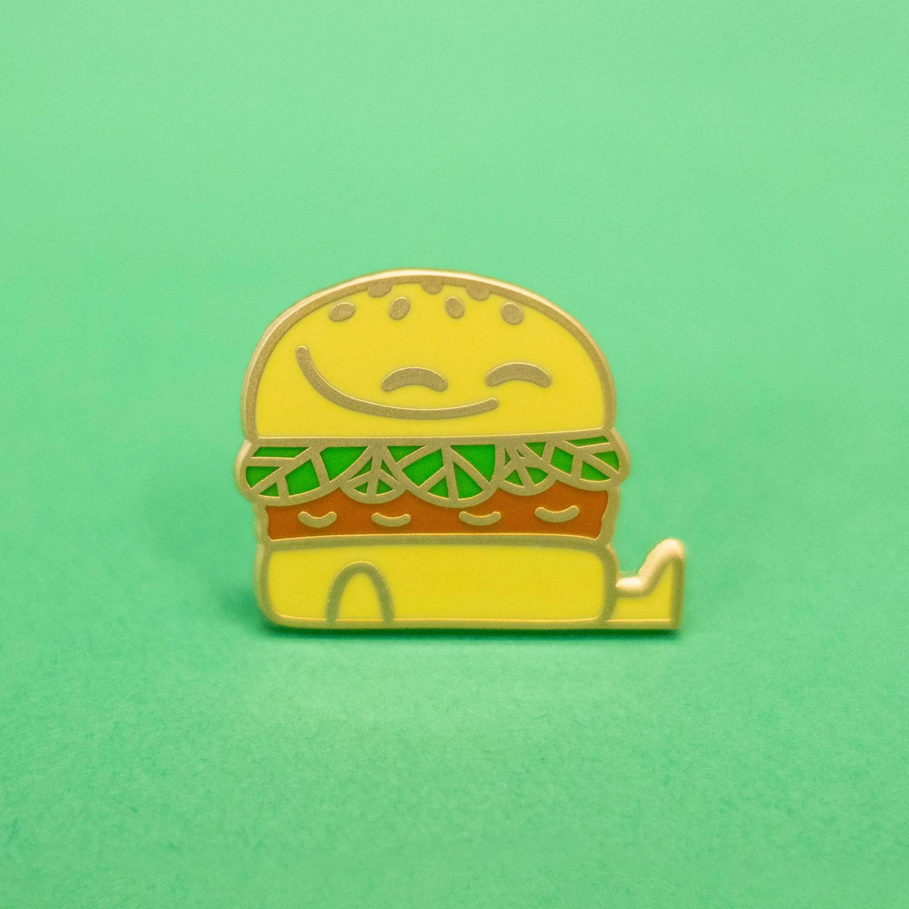 friendly burger enamel pin