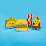 friendly burger enamel pin with friendly foods pin collection