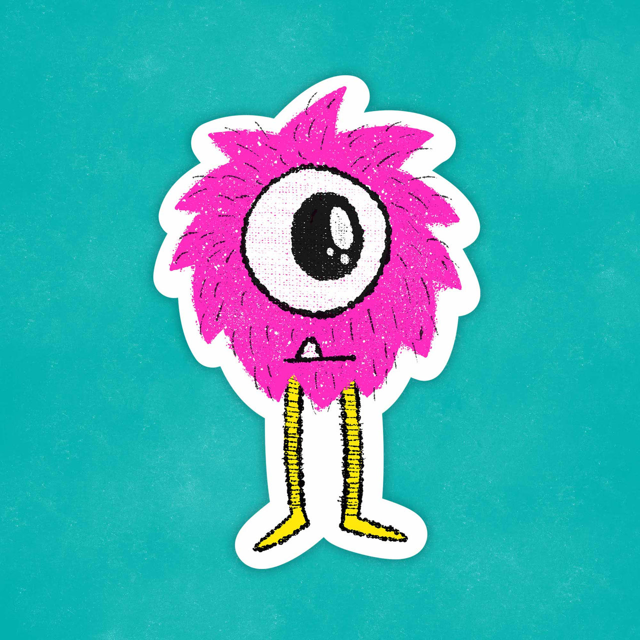 pink fuzzy looking monster sticker