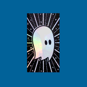 rectangular holographic ghost sticker