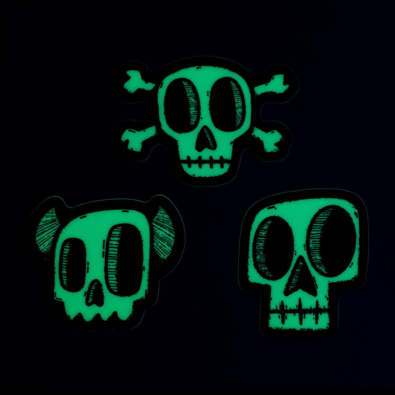 Glow-in-the-Dark Skulls | Sticker Pack