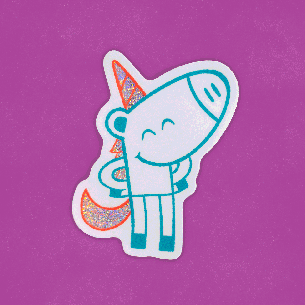 Happy Unicorn Glitter Sticker