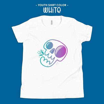 white lightning skull youth shirt
