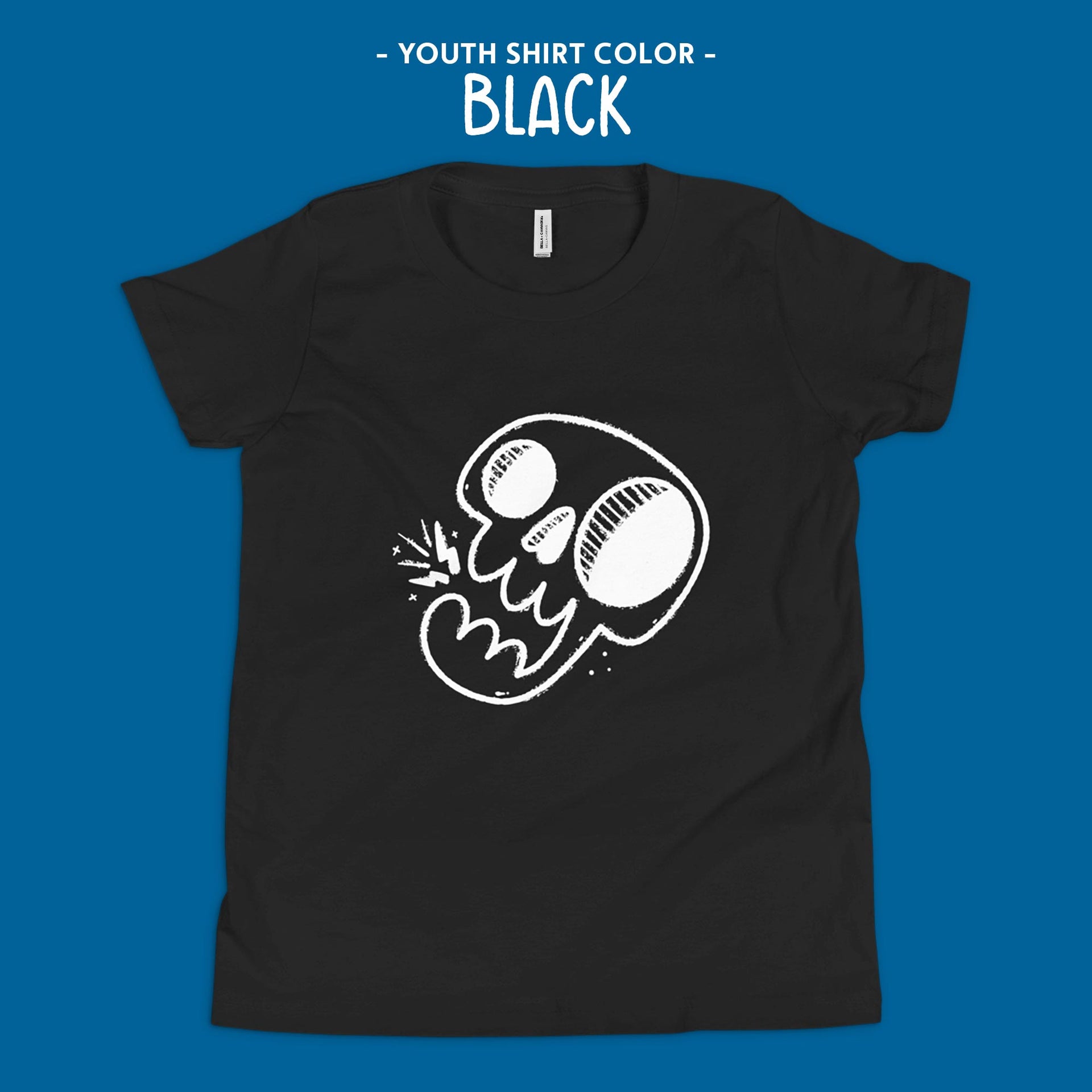 black lightning skull youth shirt