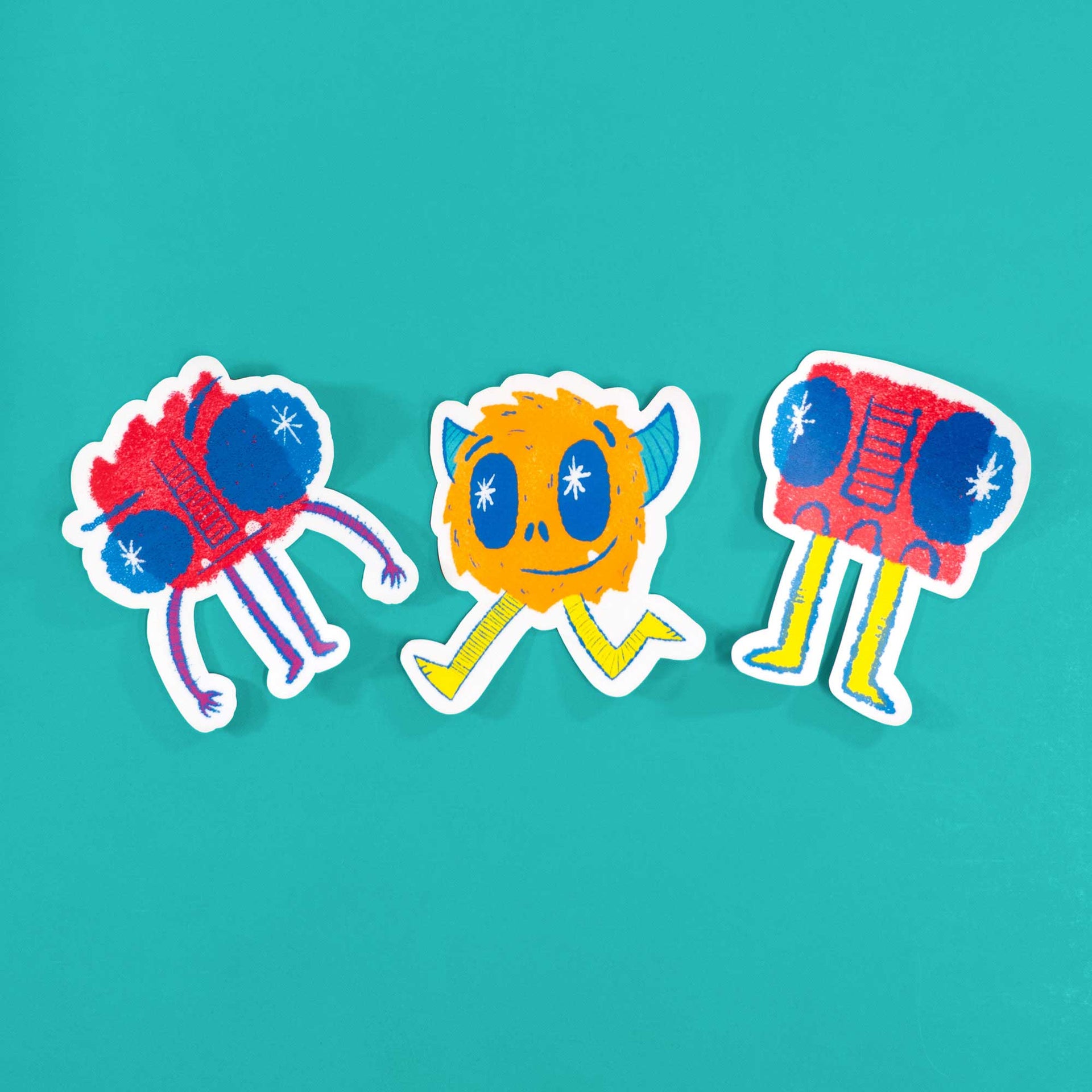 3 pack of monster stickers