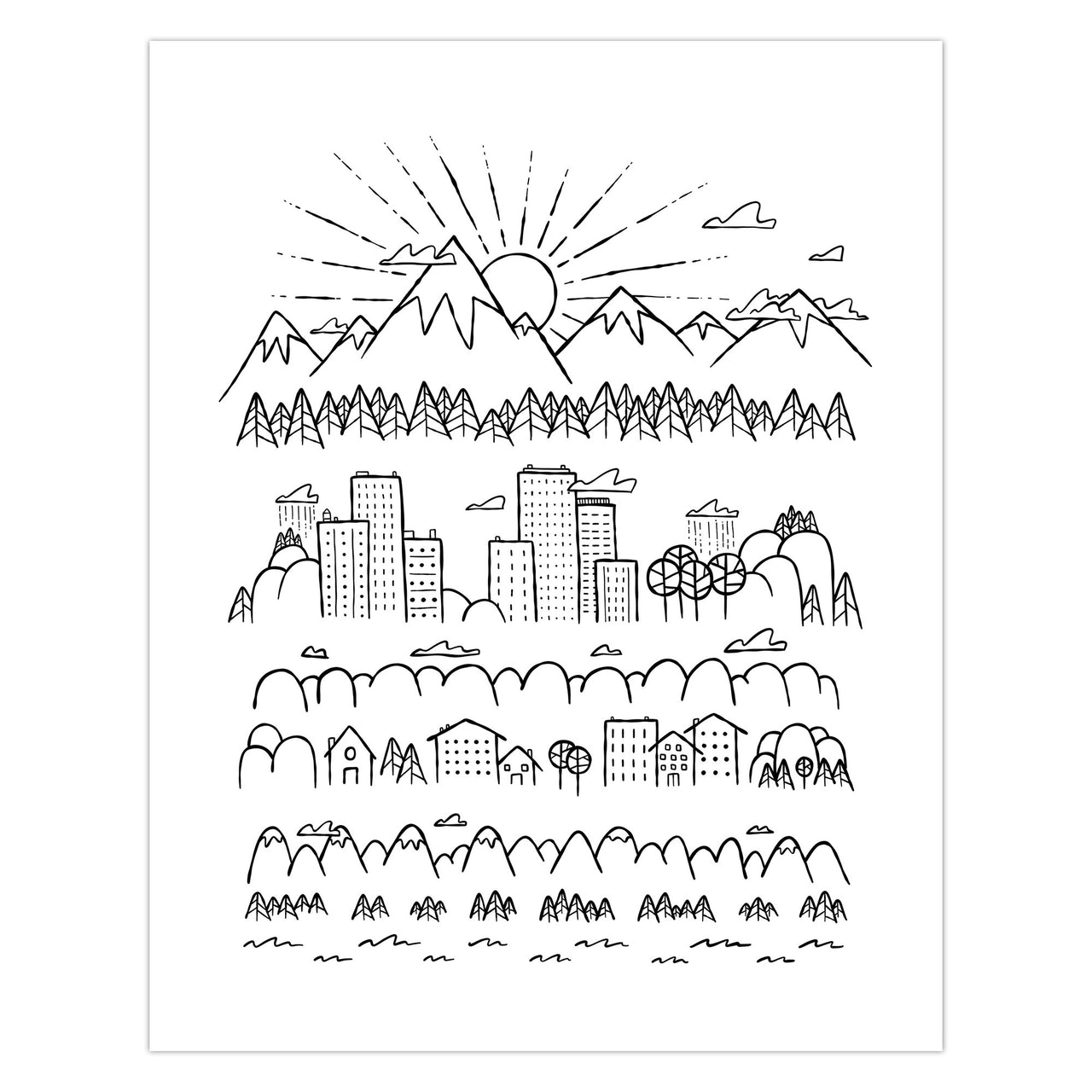 Portland Doodlescape | Unframed Art Print
