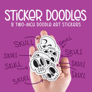 skulls sticker doodles