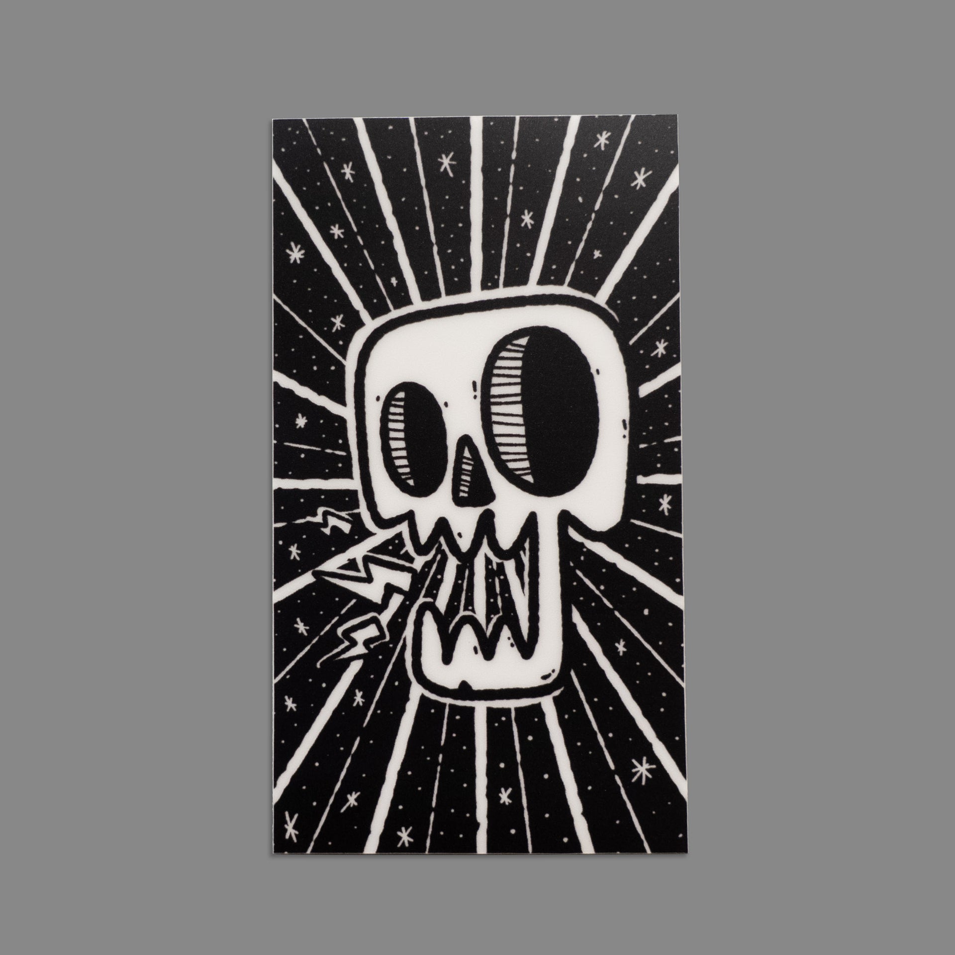rectangular glow in the dark skull sticker